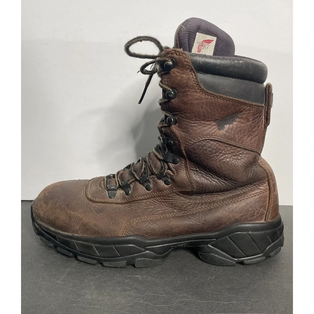 Red Wing Shoes Brown Leather Waterproof Thinsulate Steel Toe Work Boots Men 8.5D
